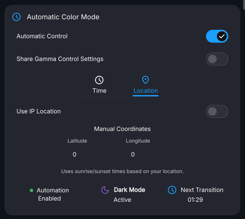 Automatic Light and Dark Mode
