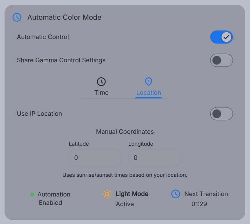 Automatic Light and Dark Mode