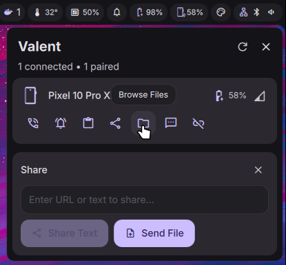 KDE Connect and Valent integration