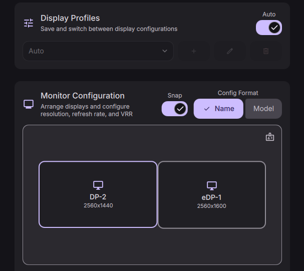 Display Profiles and monitor configuration with auto-switching layouts