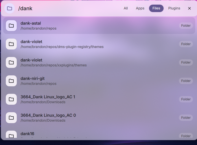 The lightweight Spotlight launcher searching files with a directory prefix